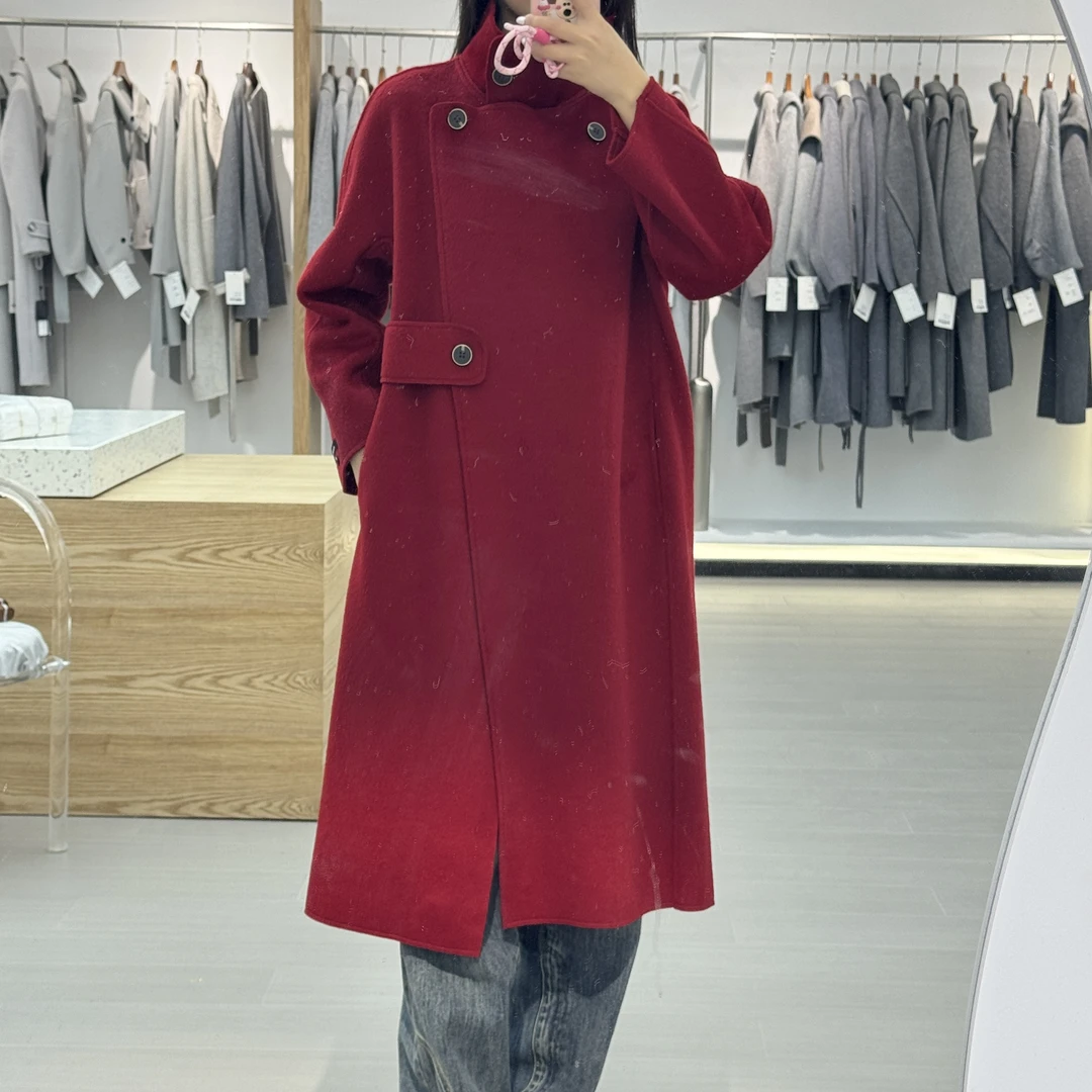 时尚百搭双面毛呢大衣气质双面呢大衣网红休闲女士连帽SD-0083