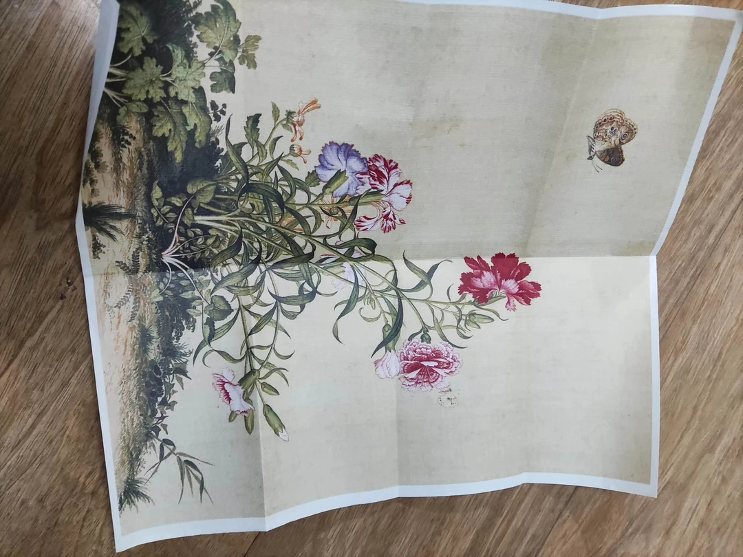 注意折叠发货，有折痕，202号画，尺寸长约32宽约27厘米