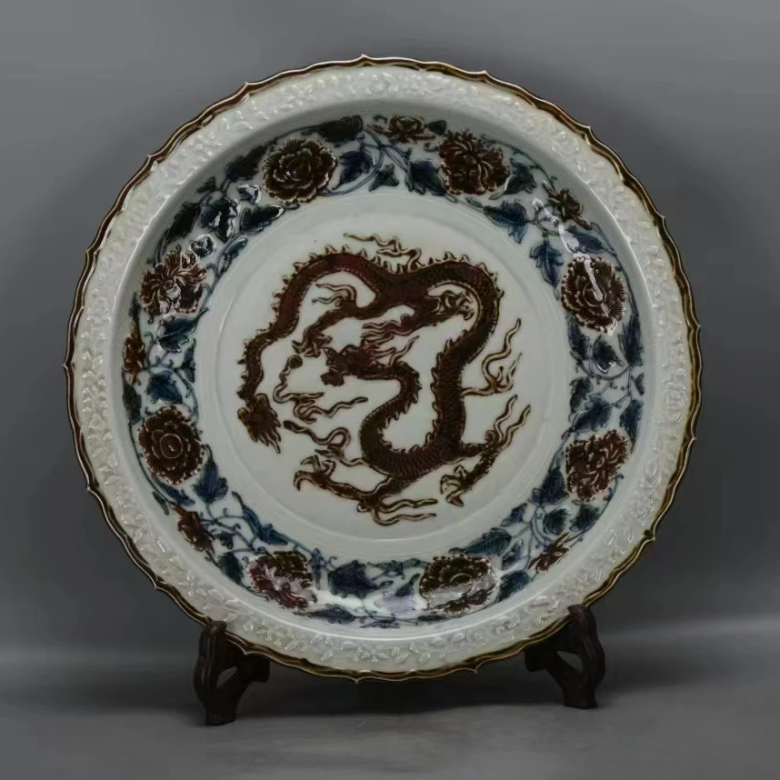 青花釉里红龙纹盘（5号链接）