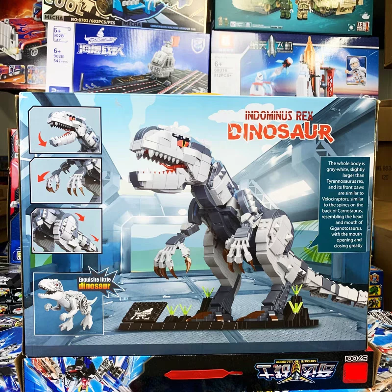 男孩恐龙积木暴龙霸王龙模型大盒拼装玩具摆件生日礼物