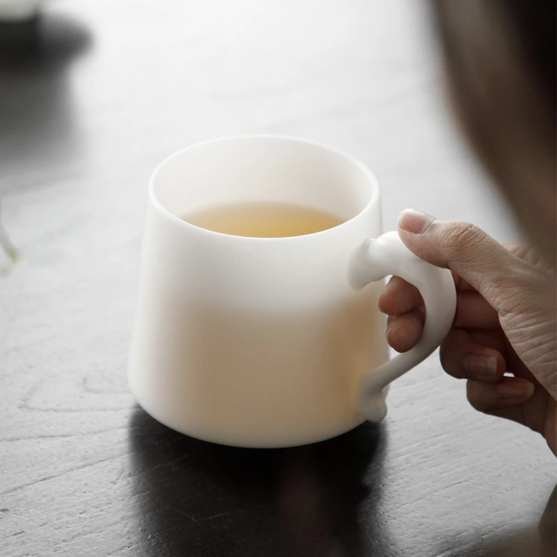 大容量冰种玉瓷办公杯德化白瓷茶水分离泡茶杯带盖过滤商务高档