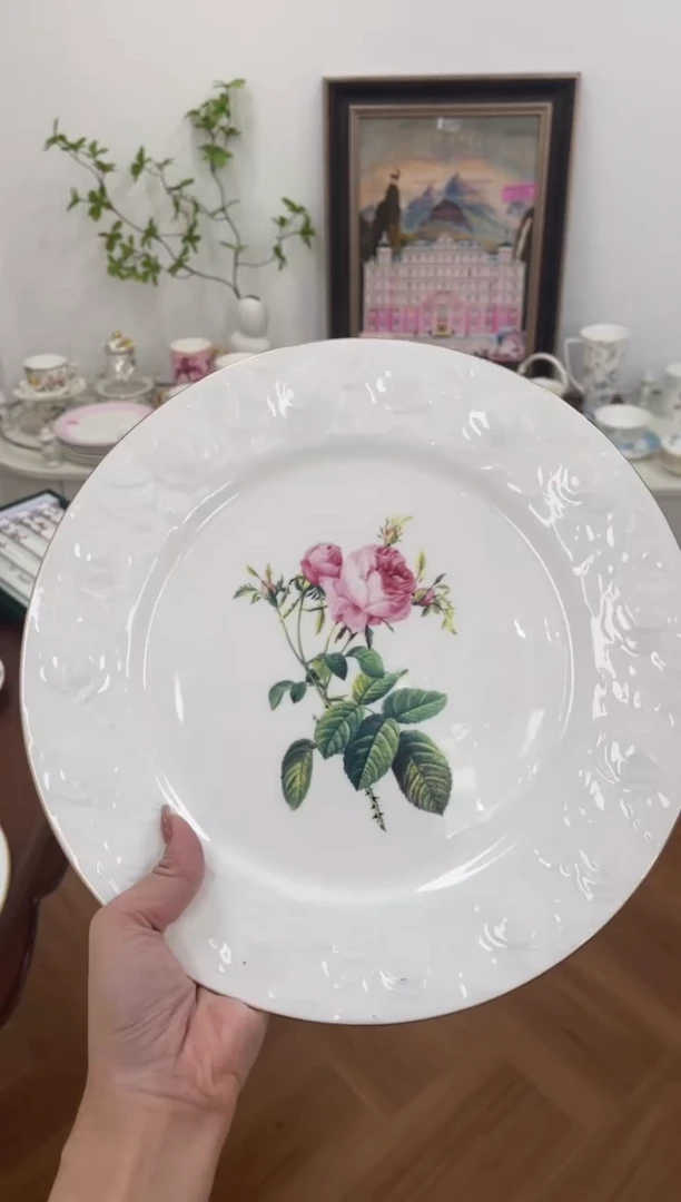 【闪购商品】碗玫瑰高骨骨瓷10寸盘