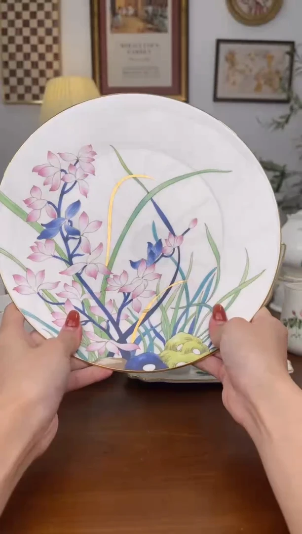 【闪购商品】碗兰花高骨骨瓷10寸盘