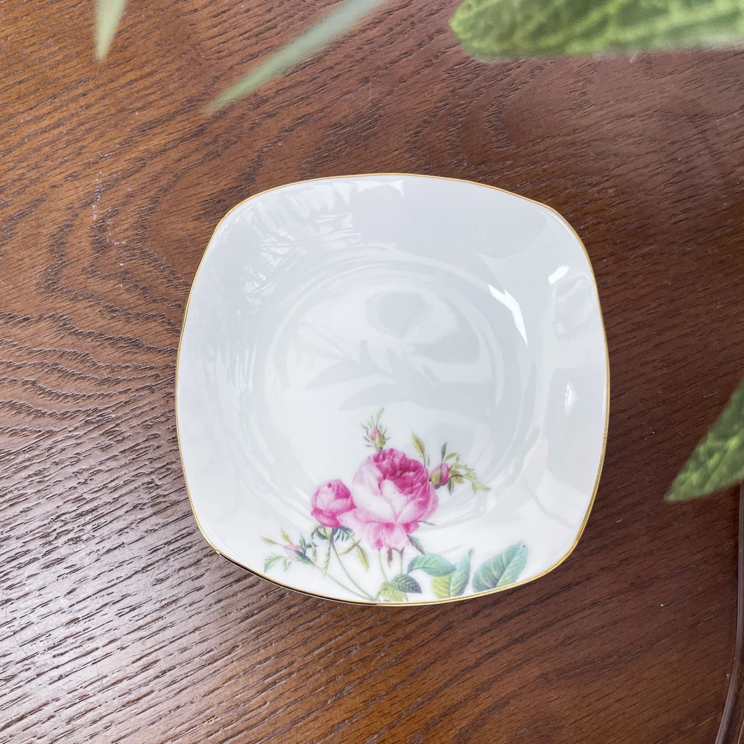 遇见查里  玫瑰4英寸骨瓷小菜碟点心碟零食碟