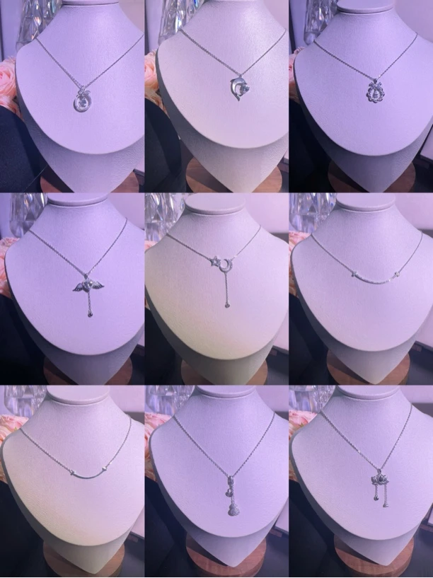 坠链均925银合成锆石 925通体银项链直播间扣号选款下单