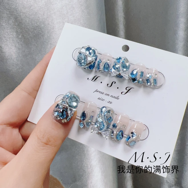 《冰恋》满饰界|M335原创轻奢钻饰网红款拼钻穿戴甲简单拆卸冰透