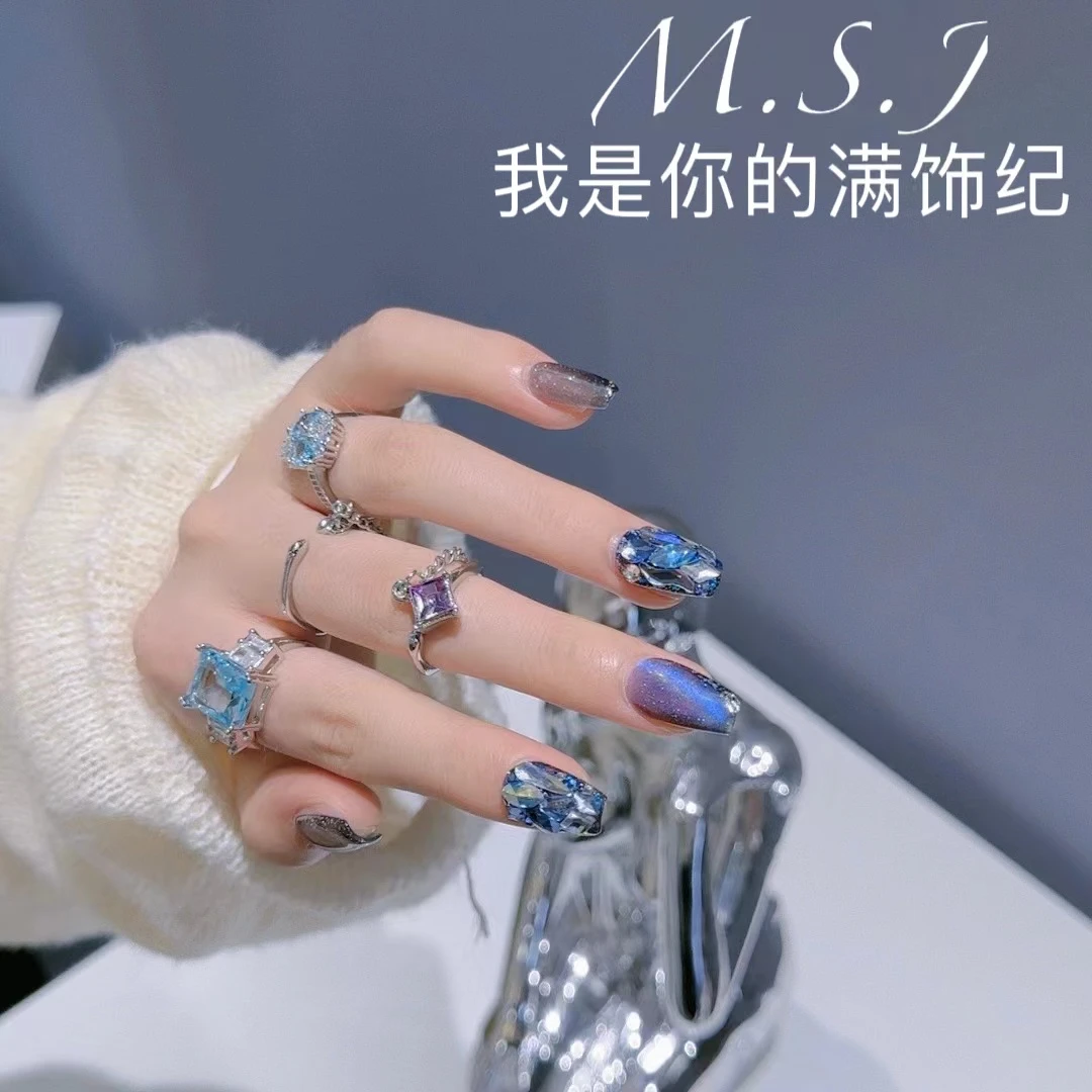 满饰纪|M496「山盟海誓」轻奢钻饰网红穿戴甲手工超闪指尖冰透ins