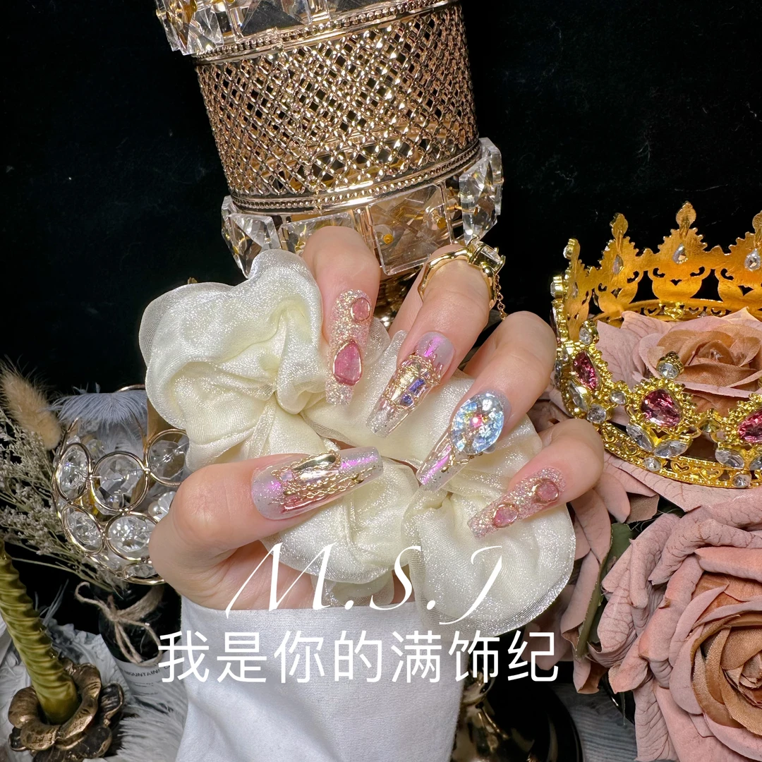 满饰纪|M797「玫瑰故事」轻奢钻饰网红穿戴甲手工美甲纯欲甲片超闪