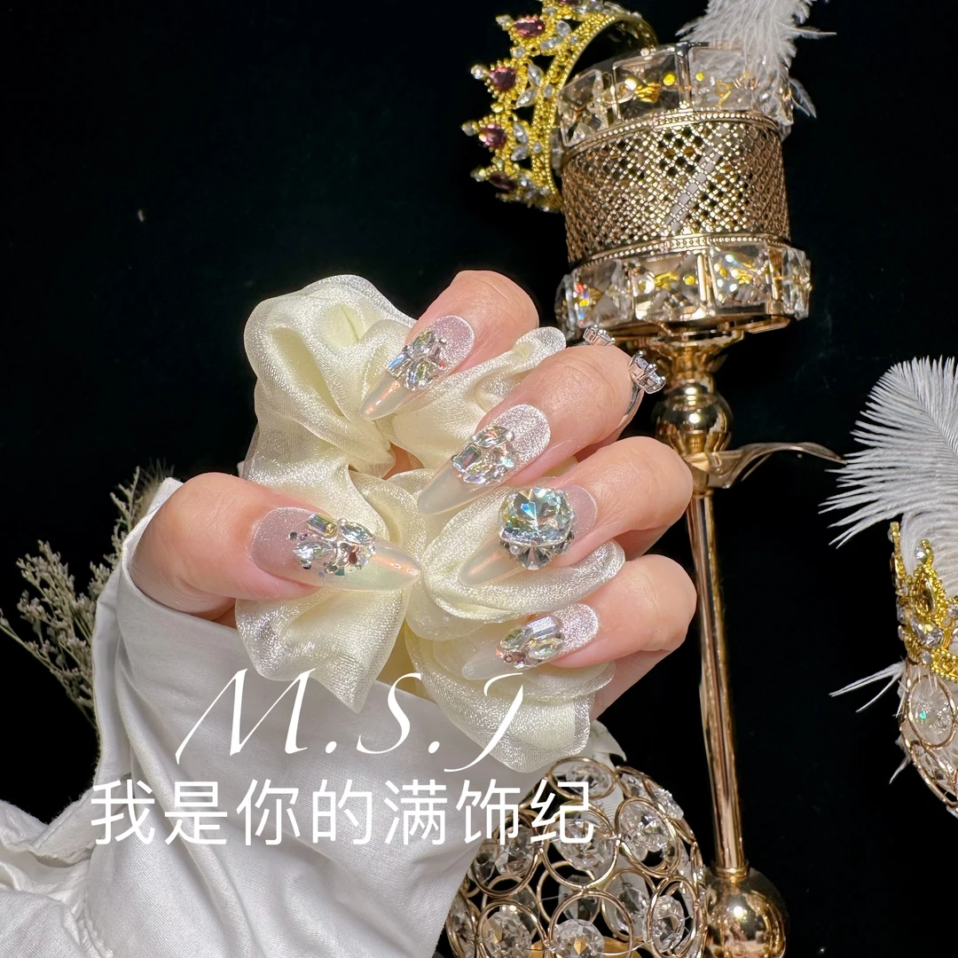 满饰纪|M793「十米开外」轻奢钻饰网红穿戴甲手工美甲纯欲甲片冰透