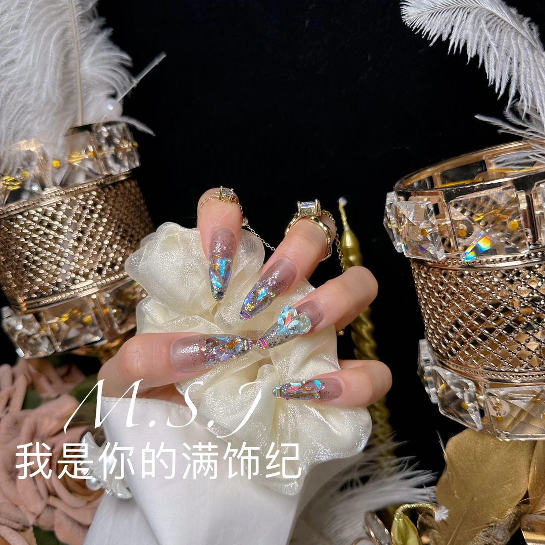满饰纪|M766「夜光小灯泡」轻奢钻饰网红穿戴甲手工美甲纯欲甲片