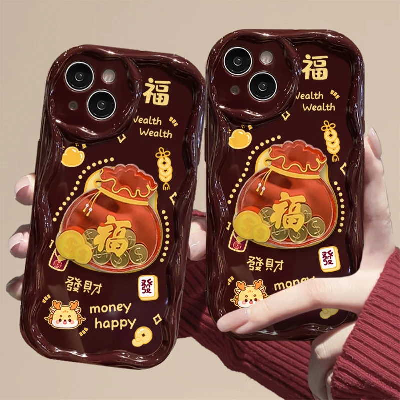 龙年暴富金币福袋iphone15/13苹果14手机壳华为viv小米oppo软12套