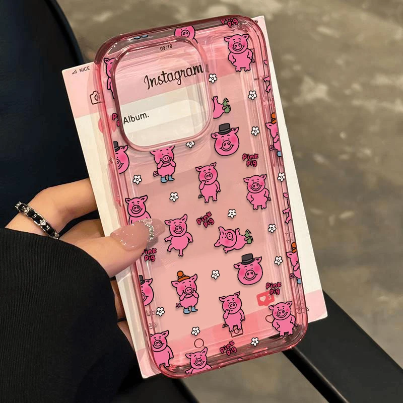 奥菲顿满屏帽子玛莎猪适用iPhone16/15pro透粉14手机软壳苹果12套