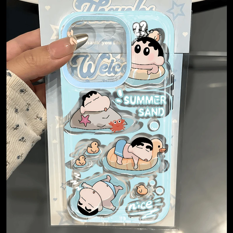 奥菲顿夏日游泳小新适用iphone15苹果14手机壳华为vivo小米oppo套