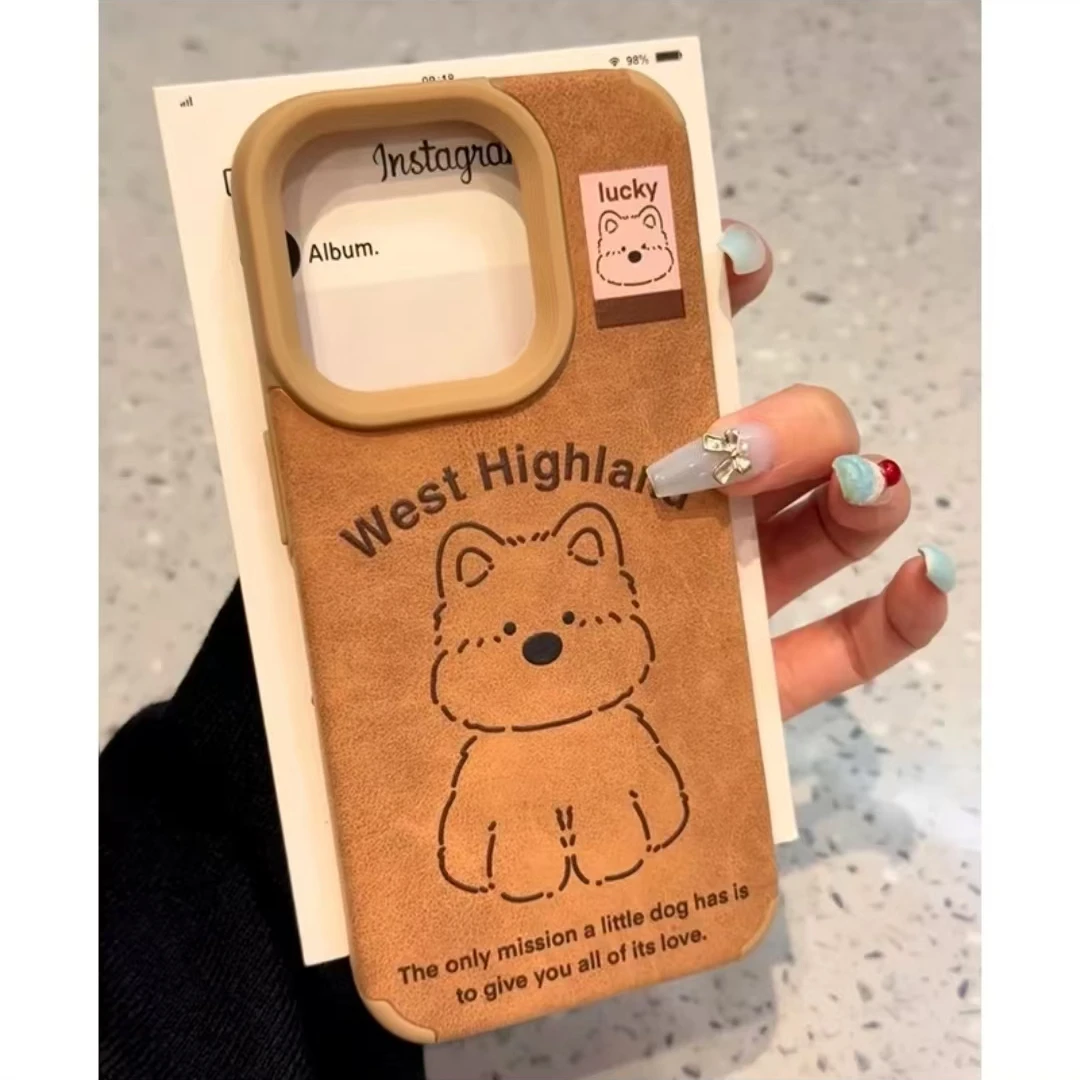 翻毛皮西高地小狗适用iphone16pro手机壳苹果15/14/13/12卡通新款