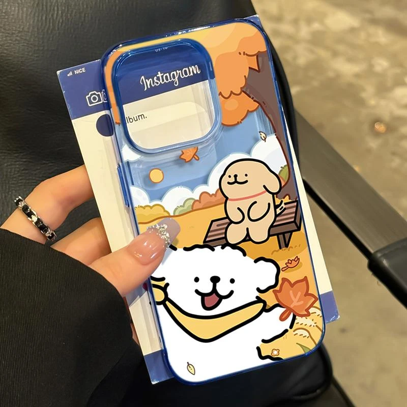 奥菲顿秋日落叶小狗适用iPhone16/15pro透蓝14手机软壳12苹果13套