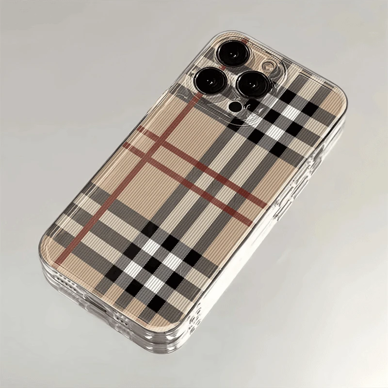 奥菲顿简约格子纹适用iphone15/14/13手机壳华为vivo小米oppo软套