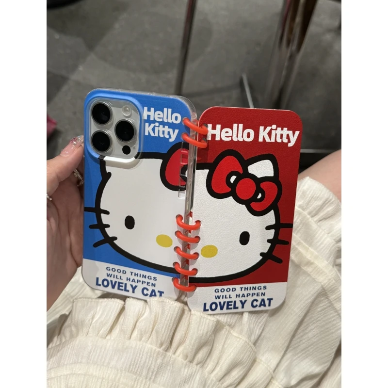 奥菲顿半脸书本凯蒂适用iPhone16/15pro/14苹果翻盖手机壳13/12套