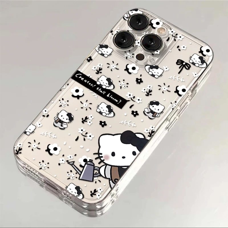 奥菲顿黑色碎花凯蒂适用iphone15苹果14手机壳13华为vivo小米oppo
