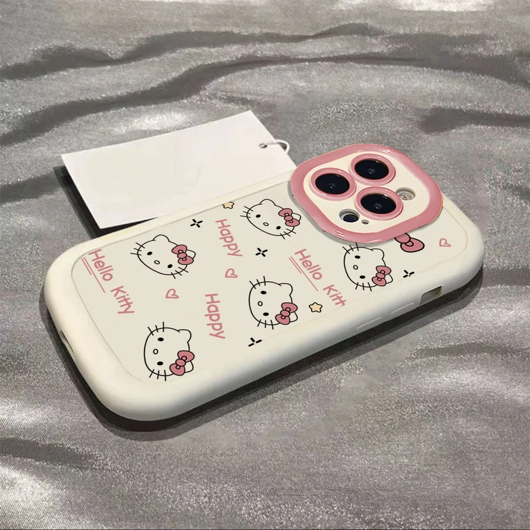 ins粉英文凯蒂猫iphone15/13苹果14泡芙手机壳华为vivo小米oppo套