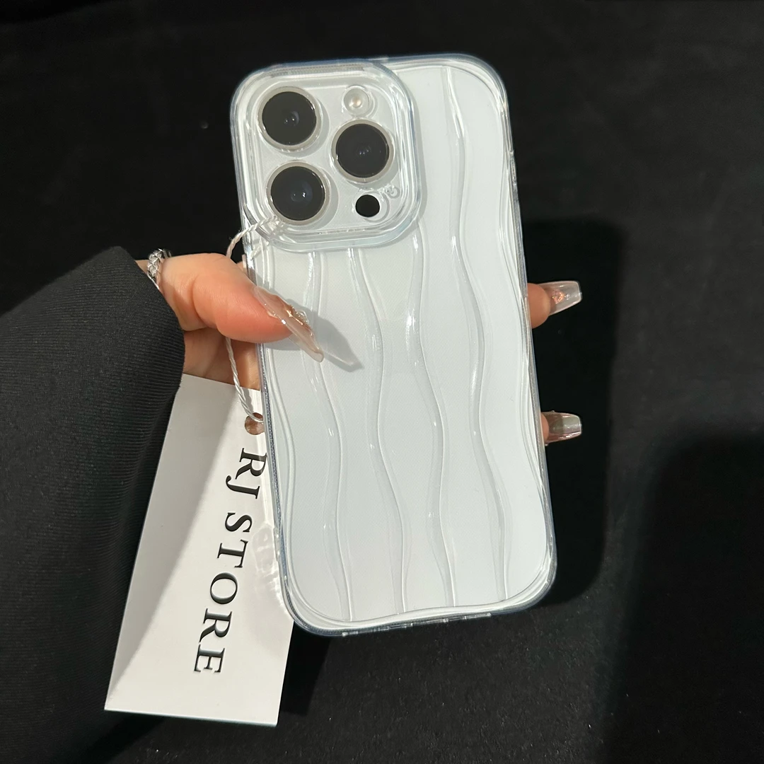 奥菲顿简约透明水波纹iPhone15/14promax手机壳11苹果13/12软套xr