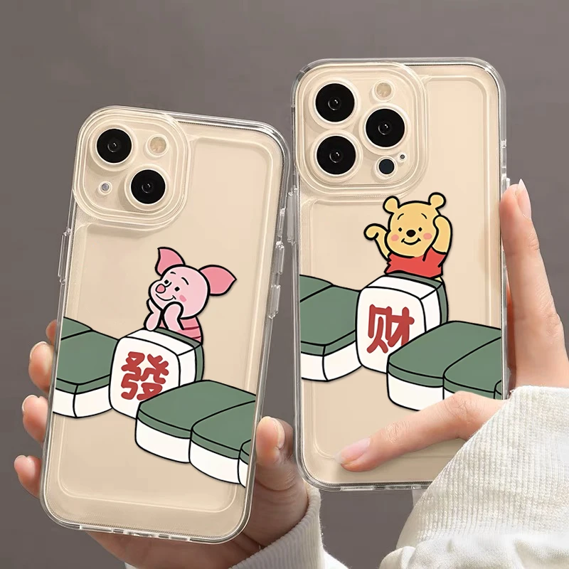 ins可爱发财维尼熊适用iphone15/13苹果14手机壳华为vivo小米oppo