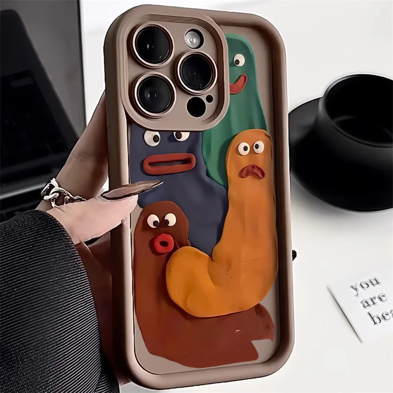 仙朵搞怪彩色黏土苹果14promax手机壳iphone15/13/12/11全包xr