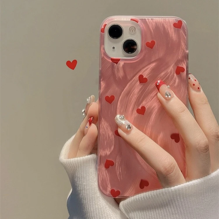 JIANGZI小众ins满屏爱心iPhone15/14promax手机壳11苹果13/12羽纱