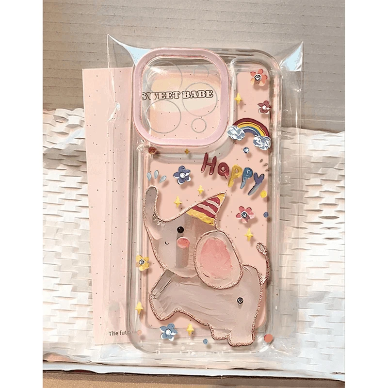 SMBLCE涂鸦快乐小象适用iphone15/14/13手机壳华为vivo小米oppo套