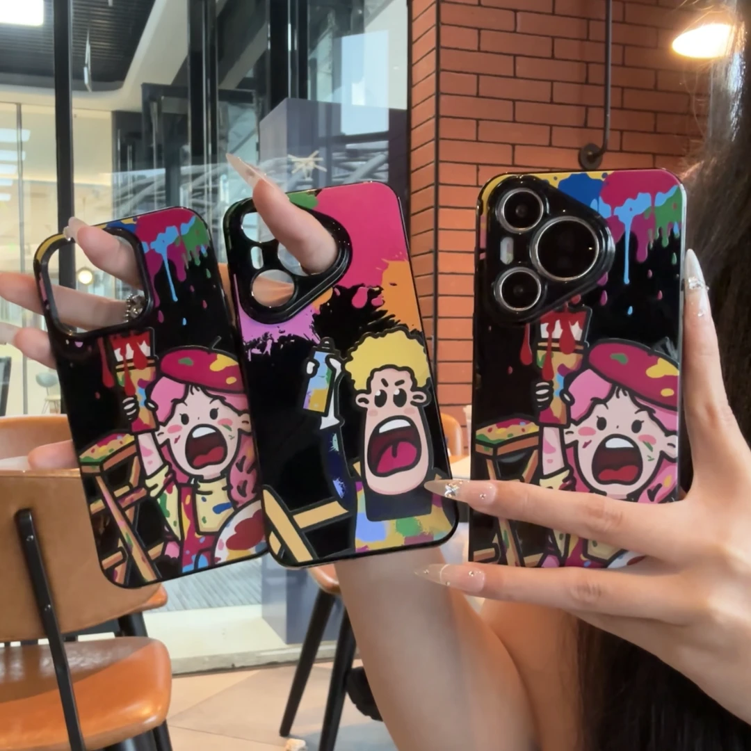 奥菲顿彩绘涂鸦画家适用iPhone15果冻14手机壳华为vivo小米oppo套