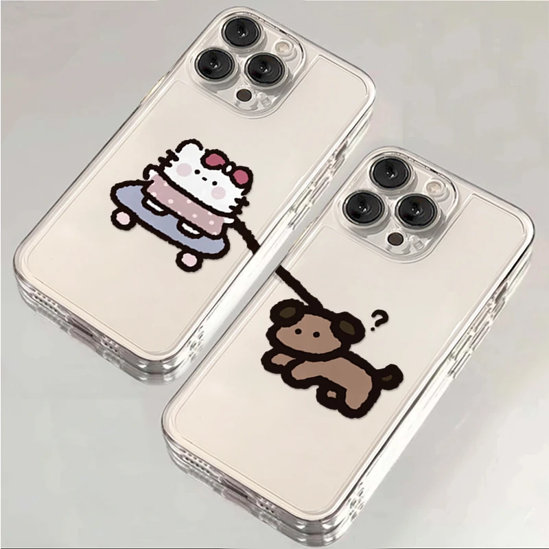 遛狗滑板kt猫适用iphone16/15pro情侣手机壳华为vivo小米oppo新款