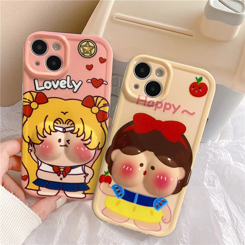 仙朵嘟嘴公主美少女苹果15/14promax手机壳iPhone13/12捏捏11软