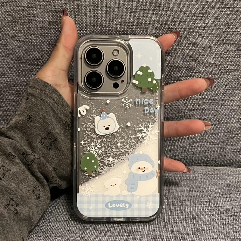 Lucky治愈小雪人适用iphone16金流沙15手机壳华为vivo小米oppo套