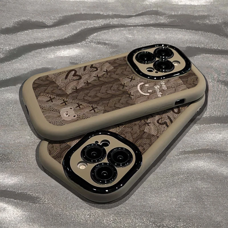 棕色毛衣熊适用iPhone15/14promax手机壳xr苹果13/12/11全包软套