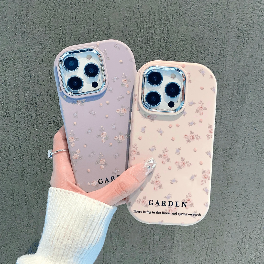 GGBond满屏蓝粉碎花适用iPhone15/13苹果14pro手机壳12镜头框11套