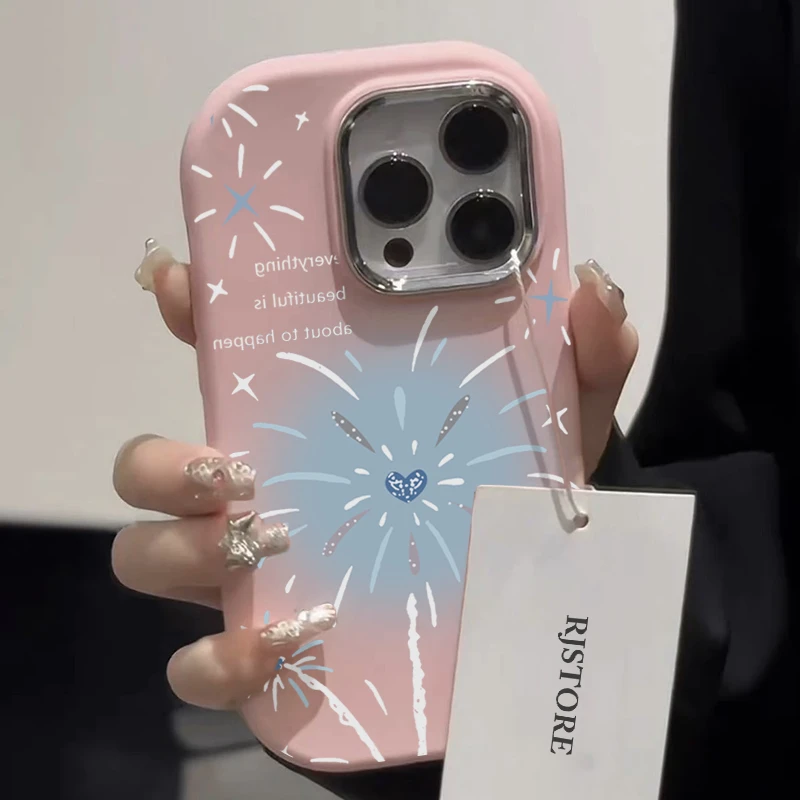 ins高级蓝晕烟花适用iPhone15/14promax手机壳xr苹果13/12/11软套