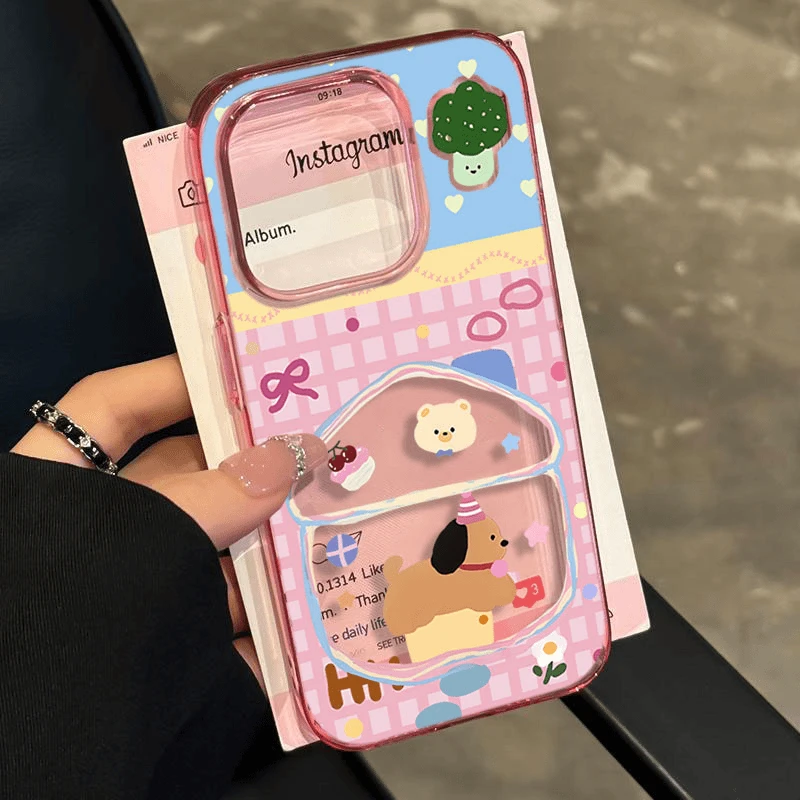 奥菲顿格纹房屋小狗适用iPhone15/14promax手机壳苹果13/12透粉套