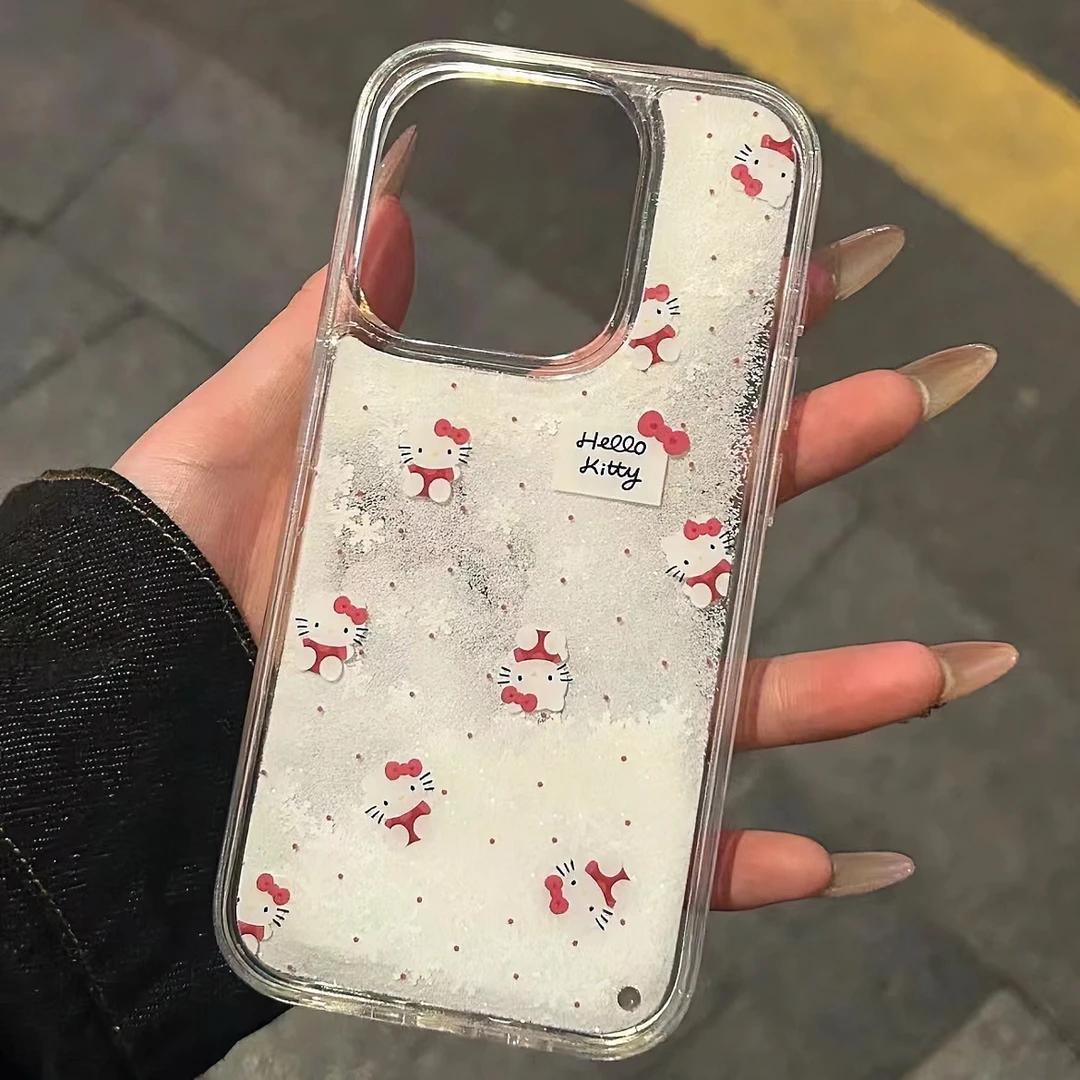 DINGLIN可爱雪花流沙KT适用iPhone15/14promax手机壳11苹果13/12