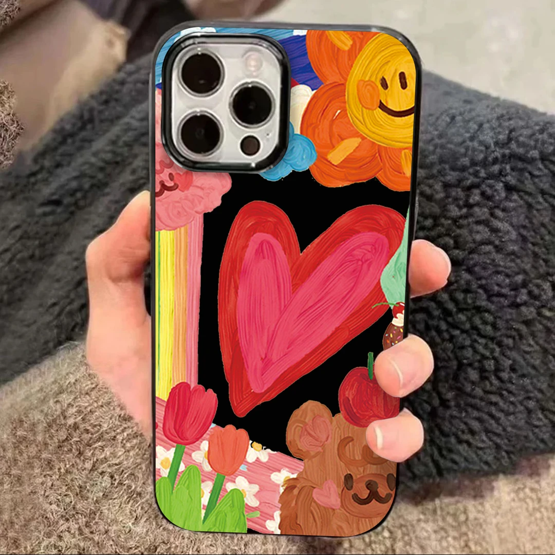 JIANGZI油画爱心小熊果冻壳iPhone15/14promax手机壳11苹果13/12
