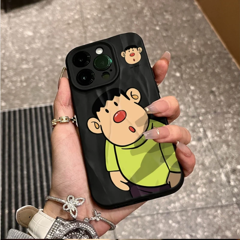 Lucky呆萌红鼻子胖虎适用iPhone16/15褶皱14手机壳11苹果13/12套