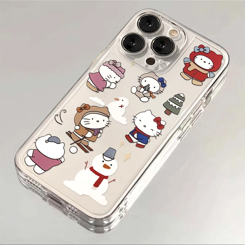 DINGLIN可爱雪地KT猫适用iphone15苹果14手机壳13华为viv小米oppo