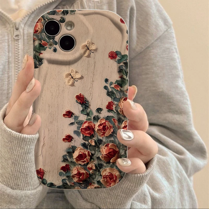 奥菲顿玫瑰丛蝴蝶iphone15/13苹果14/12手机壳华为vivo小米oppo套