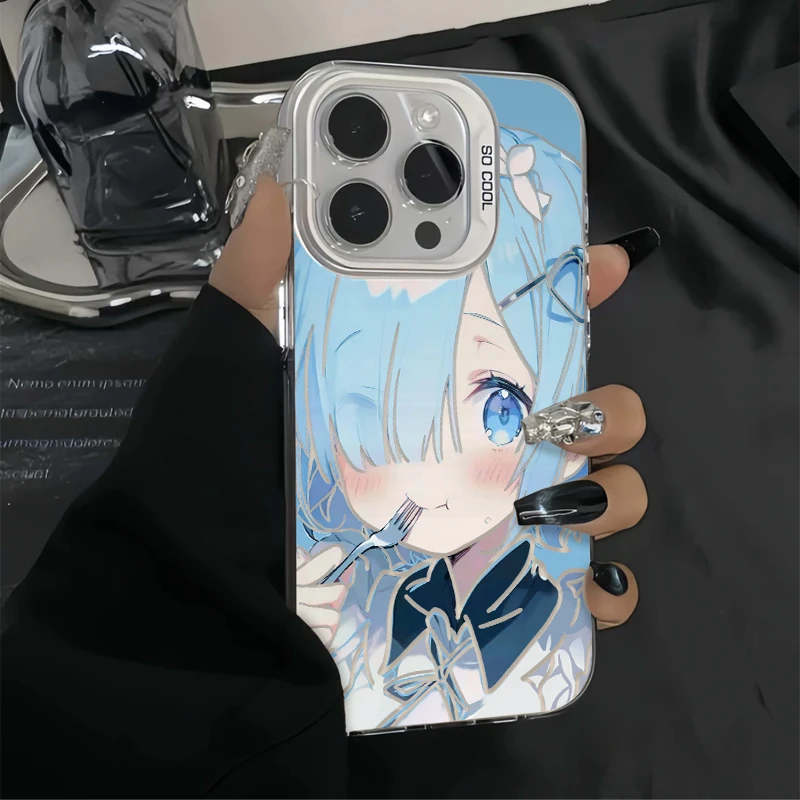 奥菲顿动漫蓝发蕾姆适用iphone15苹果14手机壳13华为vivo小米oppo