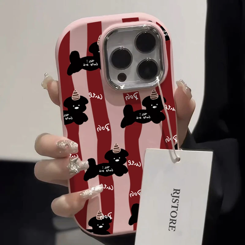 奥菲顿红条纹黑狗适用苹果华为vivo小米oppo手机壳iphone15/14/13