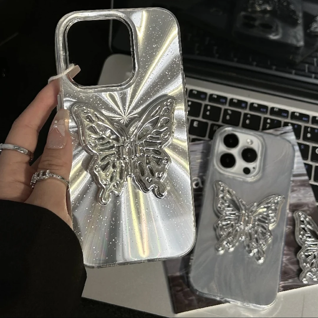 奥菲顿细闪蝴蝶支架适用iPhone15/14promax手机壳11苹果13/12高级