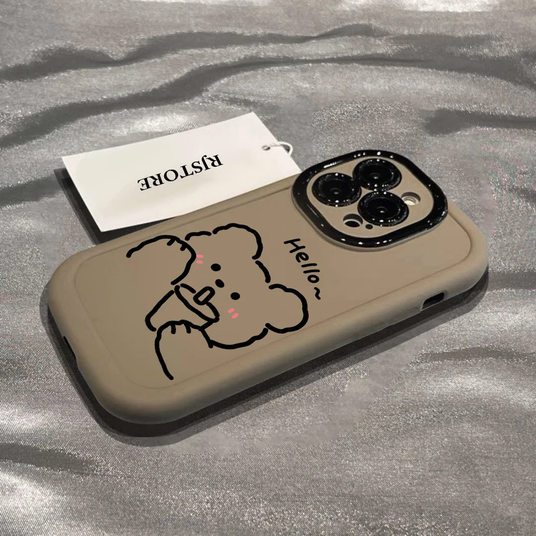 简约hello小熊适用苹果华为vivo小米oppo手机壳iphone15/14/13pro