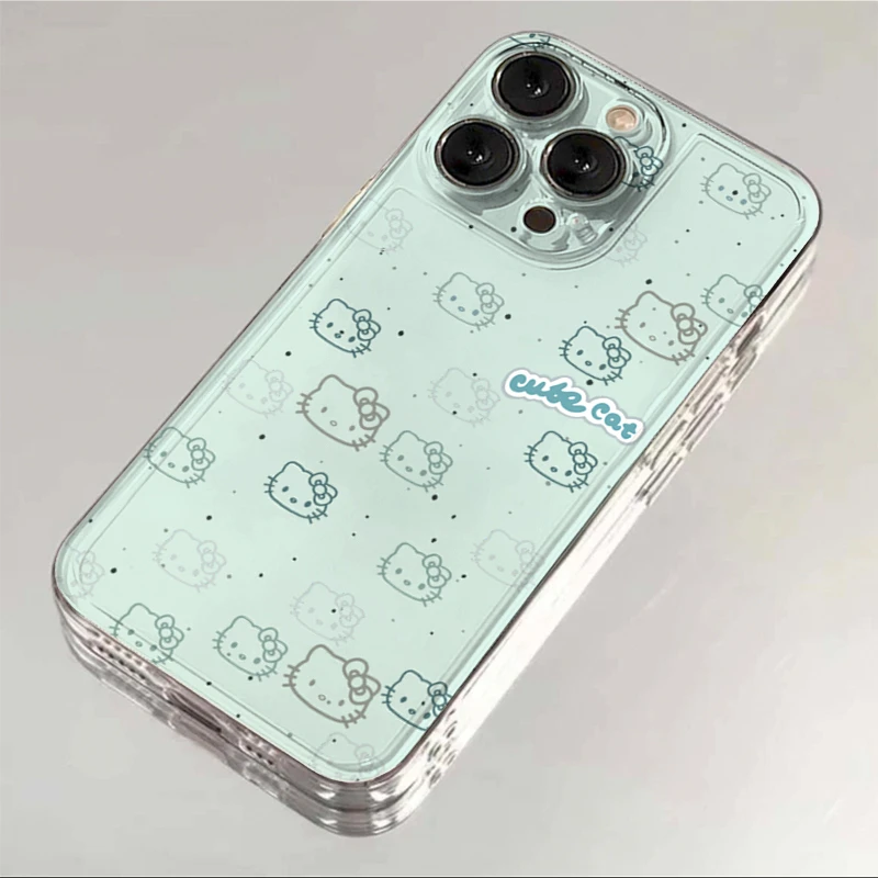 JIANGZI薄荷绿凯蒂头像iphone15/13苹果14手机壳华为viv小米oppo