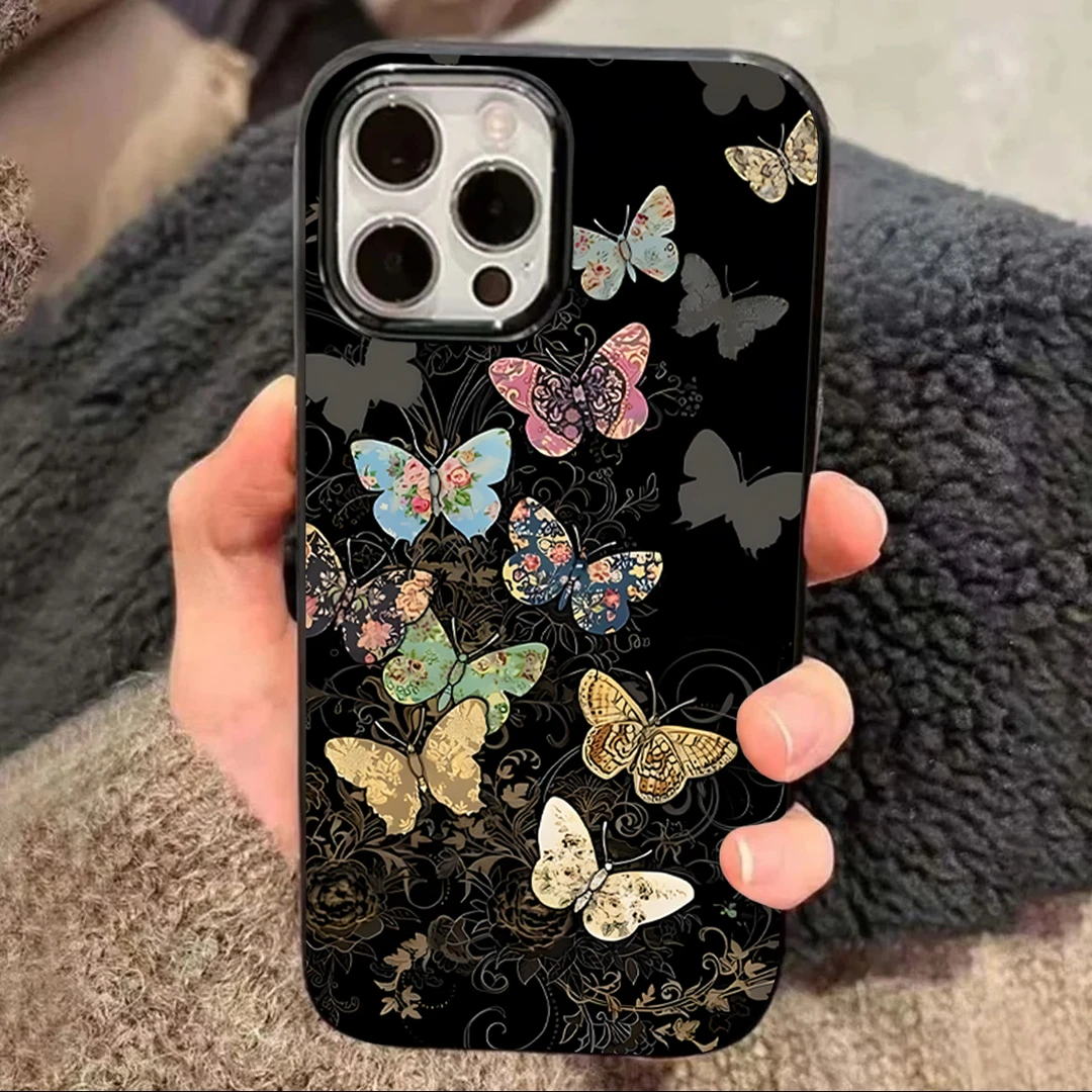 高级彩色蝶影适用iPhone15/14promax手机壳11苹果13/12防摔xs套xr
