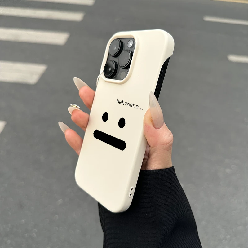 Lucky简约无语表情适用iPhone15/14promax半包手机壳11苹果13/12x