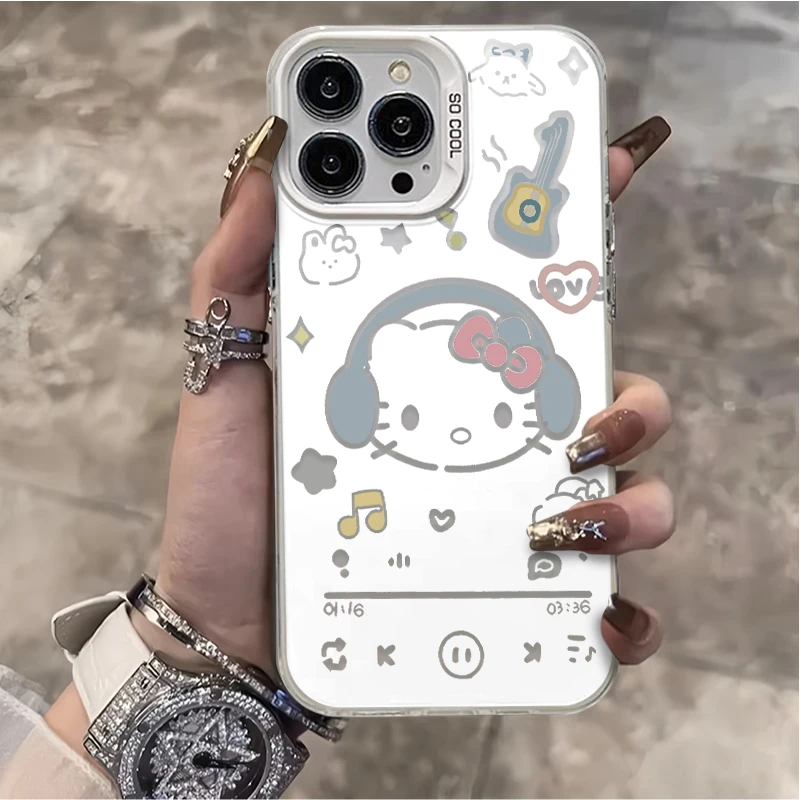 卡通听歌KT猫适用iphone15/13苹果14/12手机壳华为vivo小米oppo套