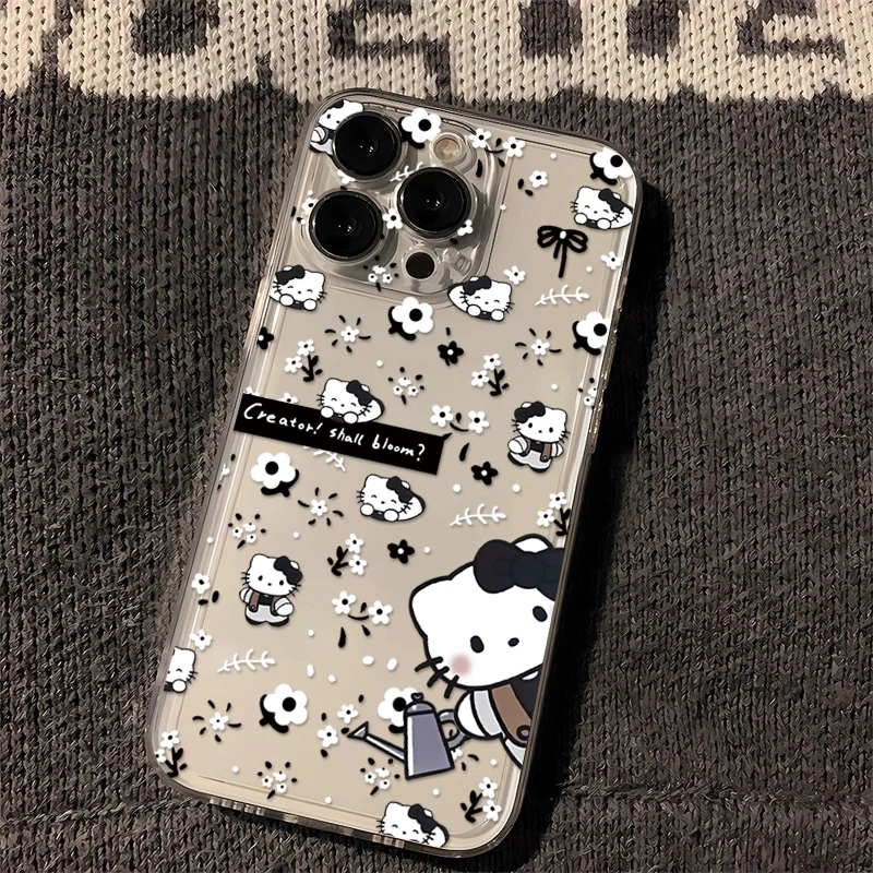 仙朵黑色碎花凯蒂适用iphone15苹果14手机壳13华为vivo小米oppo